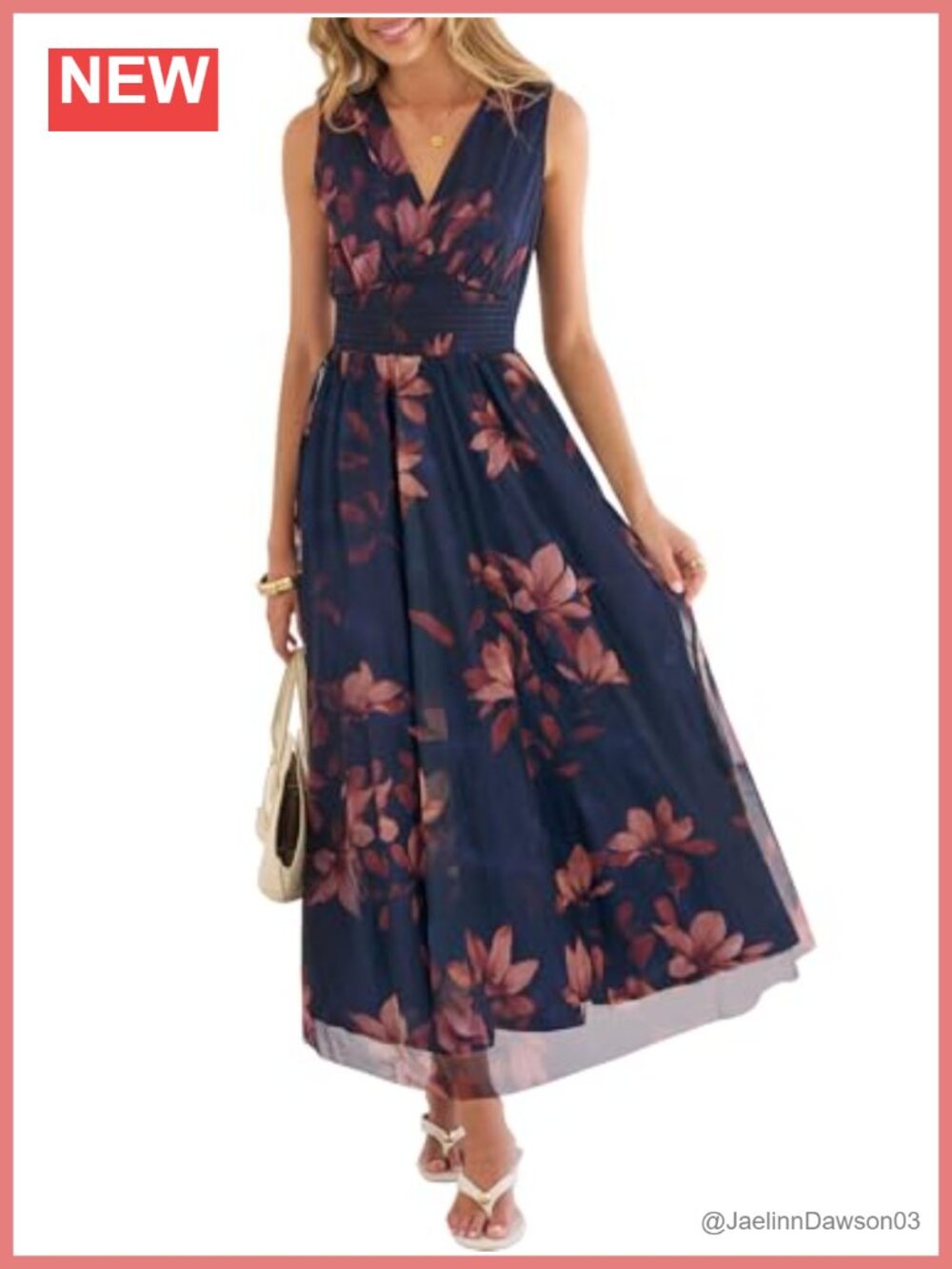 Sleeveless Floral Tulle Maxi Dress A-Line Wedding Guest